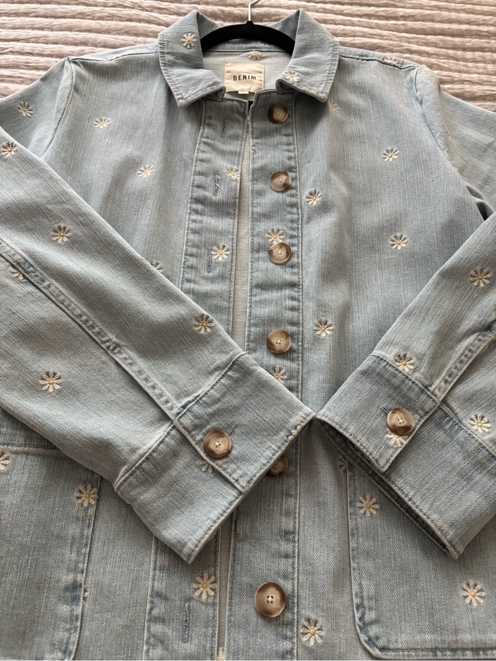 NWT Sezane Light Blue Embroidered Gab Jacket - Picture 9 of 10